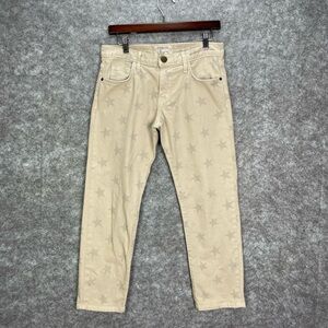 Current Elliott Women’s Boyfriend Jeans Size 0 25 Vanilla Stars All Over Print